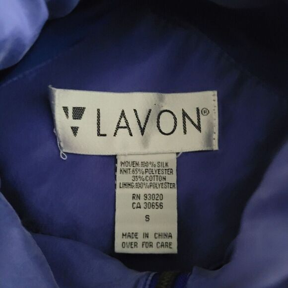 Blue VTG Jacket Womens Small Silk Quilted 80s 90s Cinch Knit Purple Periwinkle - Picture 5 of 8